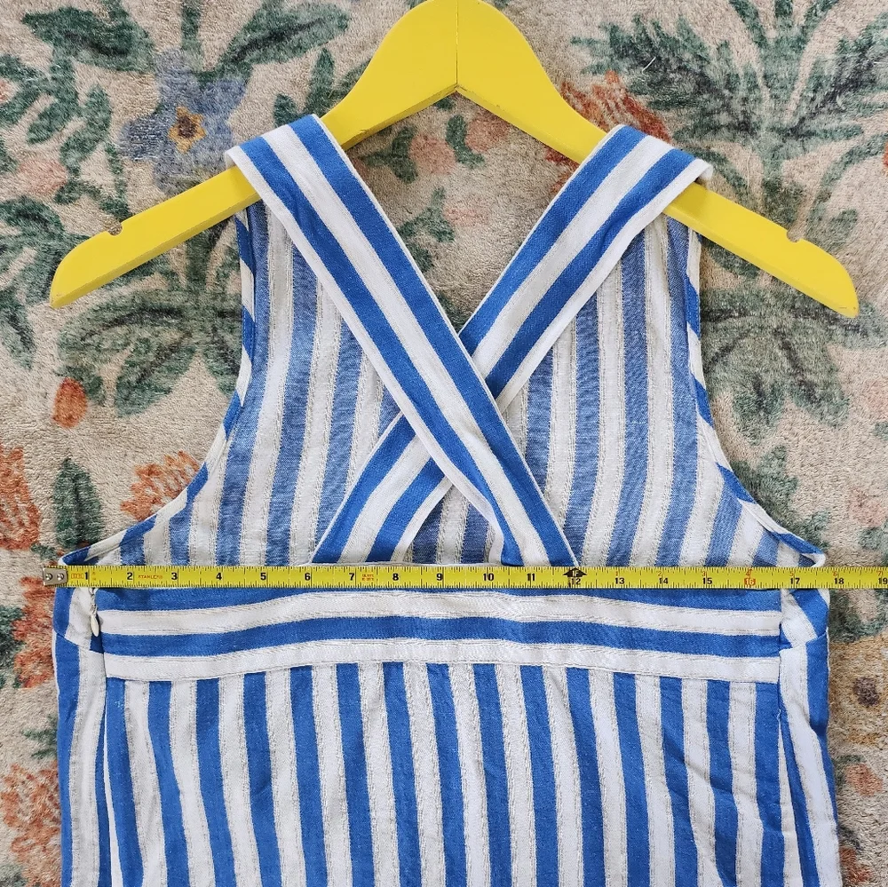 J. Crew cotton linen Blue and White Striped Tank